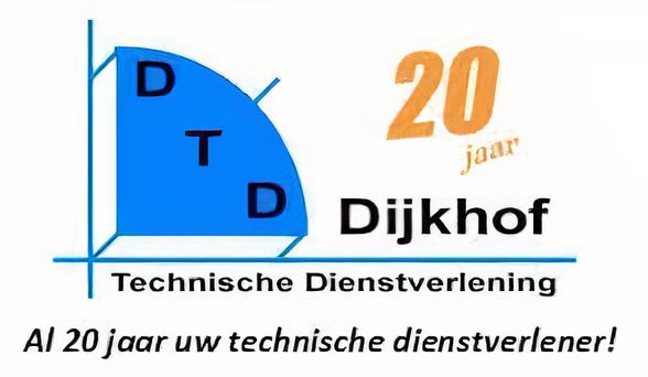 Jubileumlogo: 20 jaar Dijkhof Technische Dienstverlening